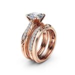 14k-Rose-Gold-with-White-Diamond-Rings-Princess-Diamond-for-Women-Anillos-Mujer-Bijoux-Femme-Bague