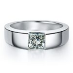 Solid-Platinum-PT950-Ring-Square-Shape-1CT-Princess-Diamond-Males-Wedding-Ring-Men-s-Engagement-Fine